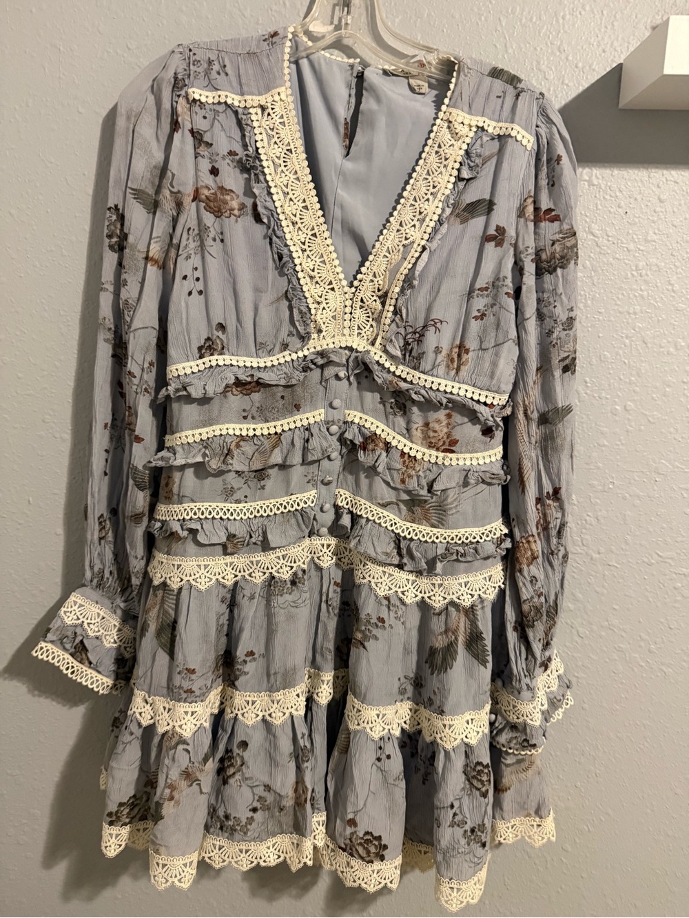 All Saints Zora Alessandra Lace Trim Floral Tiered Dress - Picture 5 of 9